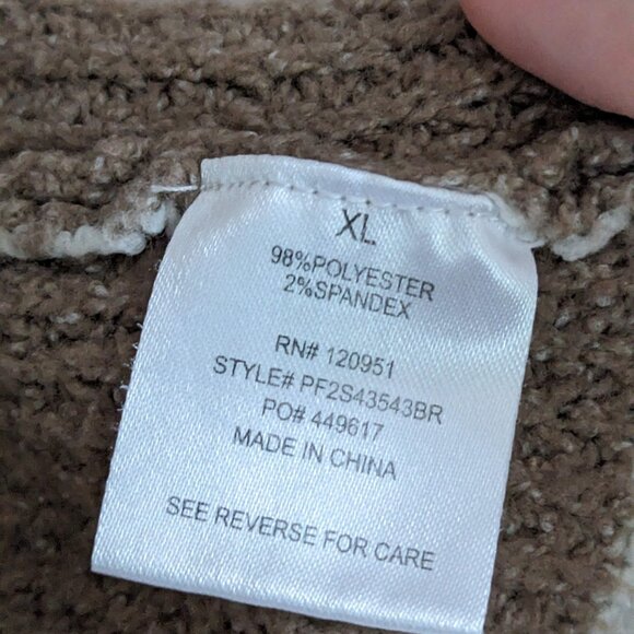 Open Front Cardigan XL Cozy Soft Pockets Fuzzy Moondance Brown White Striped - Picture 4 of 9